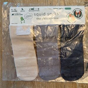 NEW in package Squid Socks - Cream, Gray, and Black Baby Socks 6-12 mo